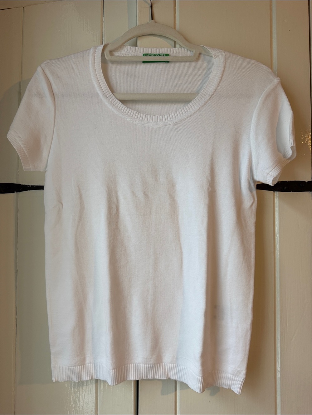 United Colors of Benetton White Classic Crewneck Short-Sleeve Top